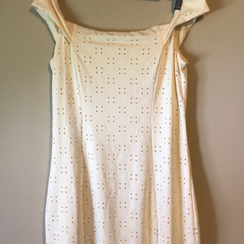 yellow off the shoulder dress